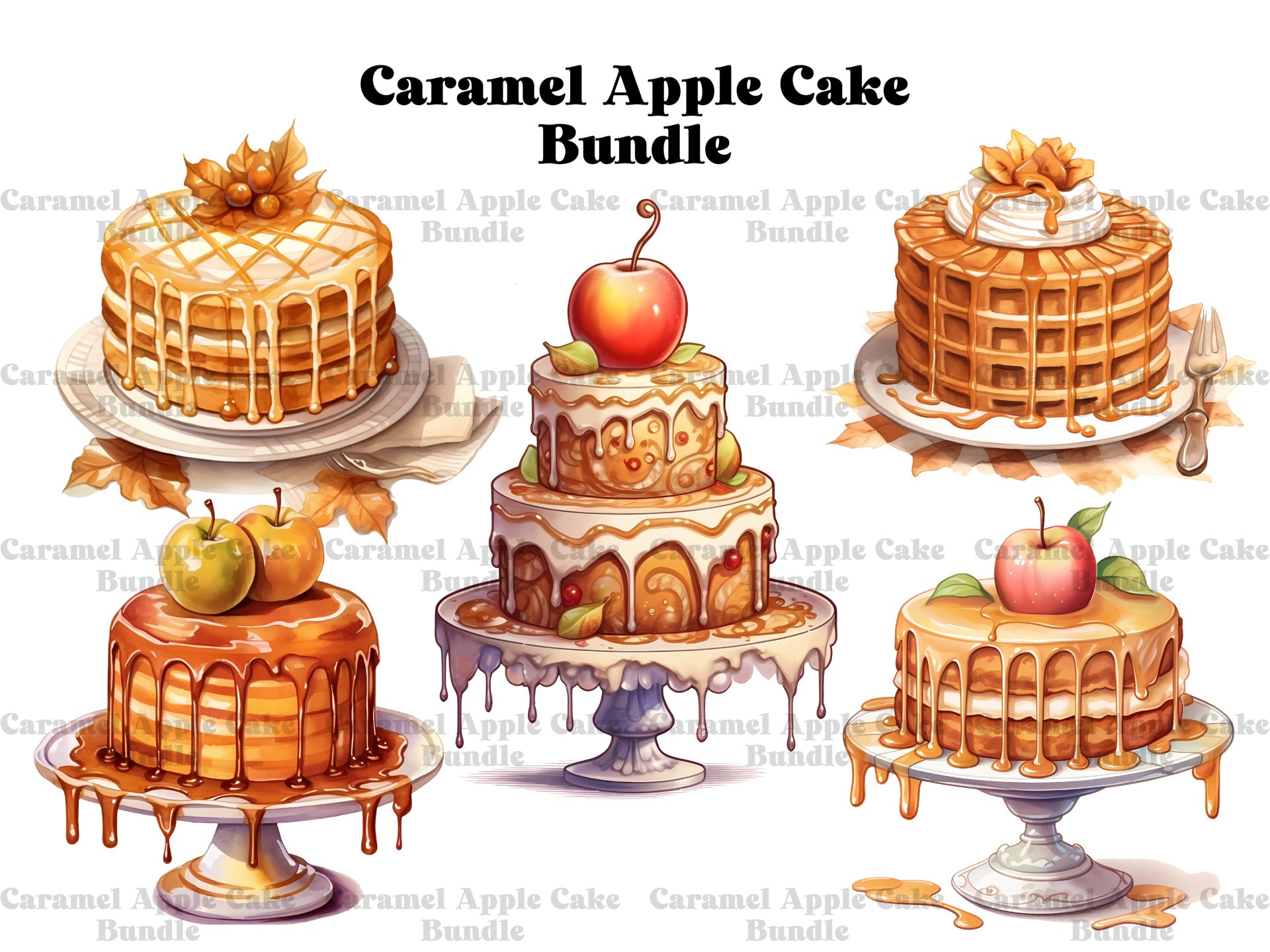 Caramel Apple Cakes Clipart - CraftNest