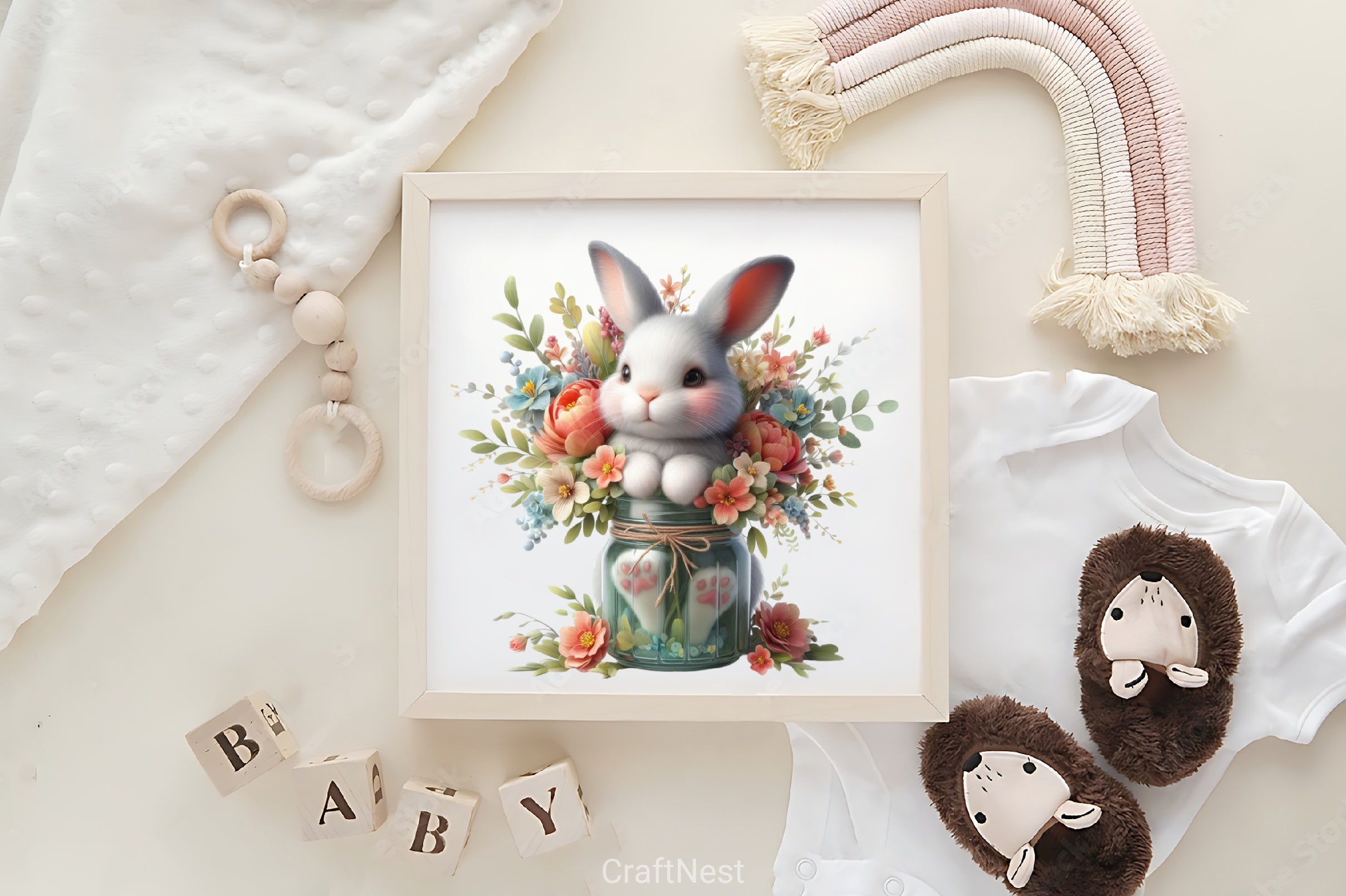 Easter Bunny Flowers Clipart Bundle - CraftNest - Digital Crafting and Art