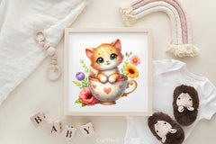 Floral Kitten Cup Clipart Bundle - CraftNest - Digital Crafting and Art