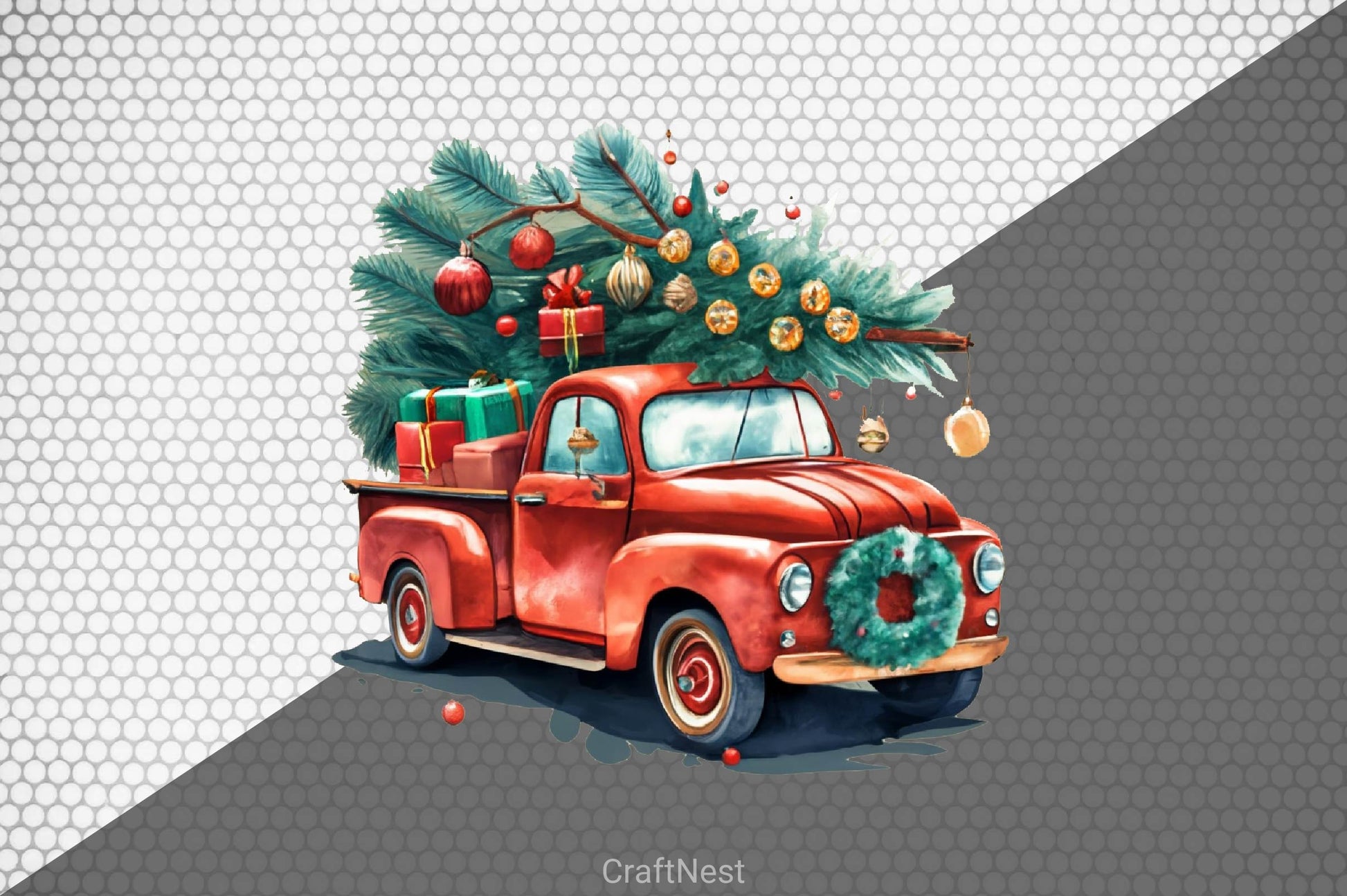 Christmas Truck & Tree Clipart Bundle 2 - CraftNest - Digital Crafting and Art