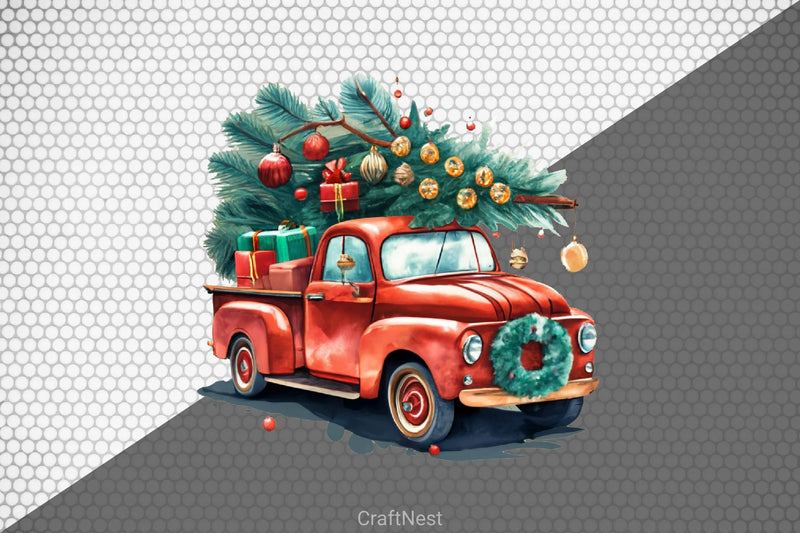 Christmas Truck & Tree Clipart Bundle 2 - CraftNest - Digital Crafting and Art