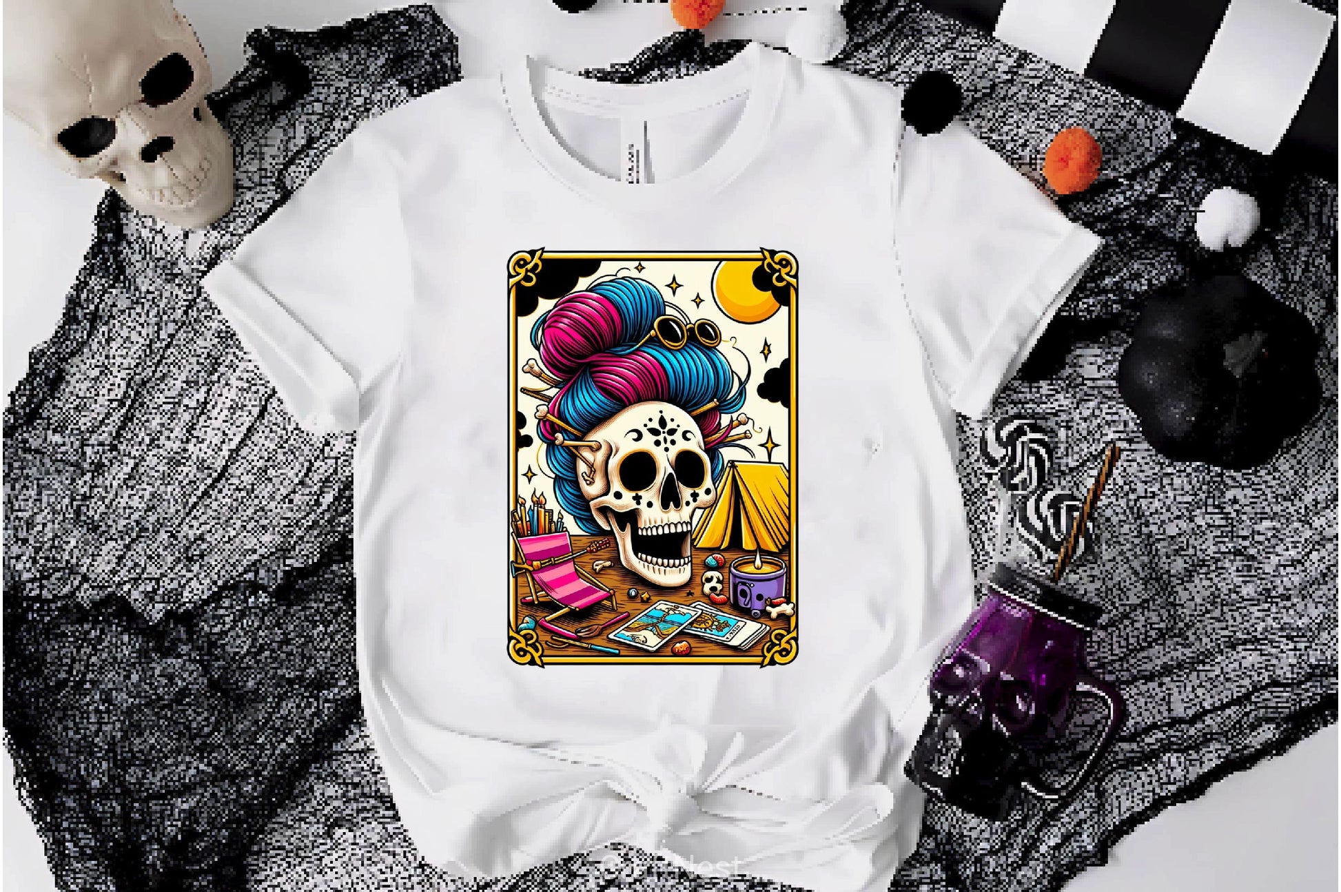 Skeleton Skull Messy Bun Mom Tarot Card Clipart Bundle - CraftNest - Digital Crafting and Art