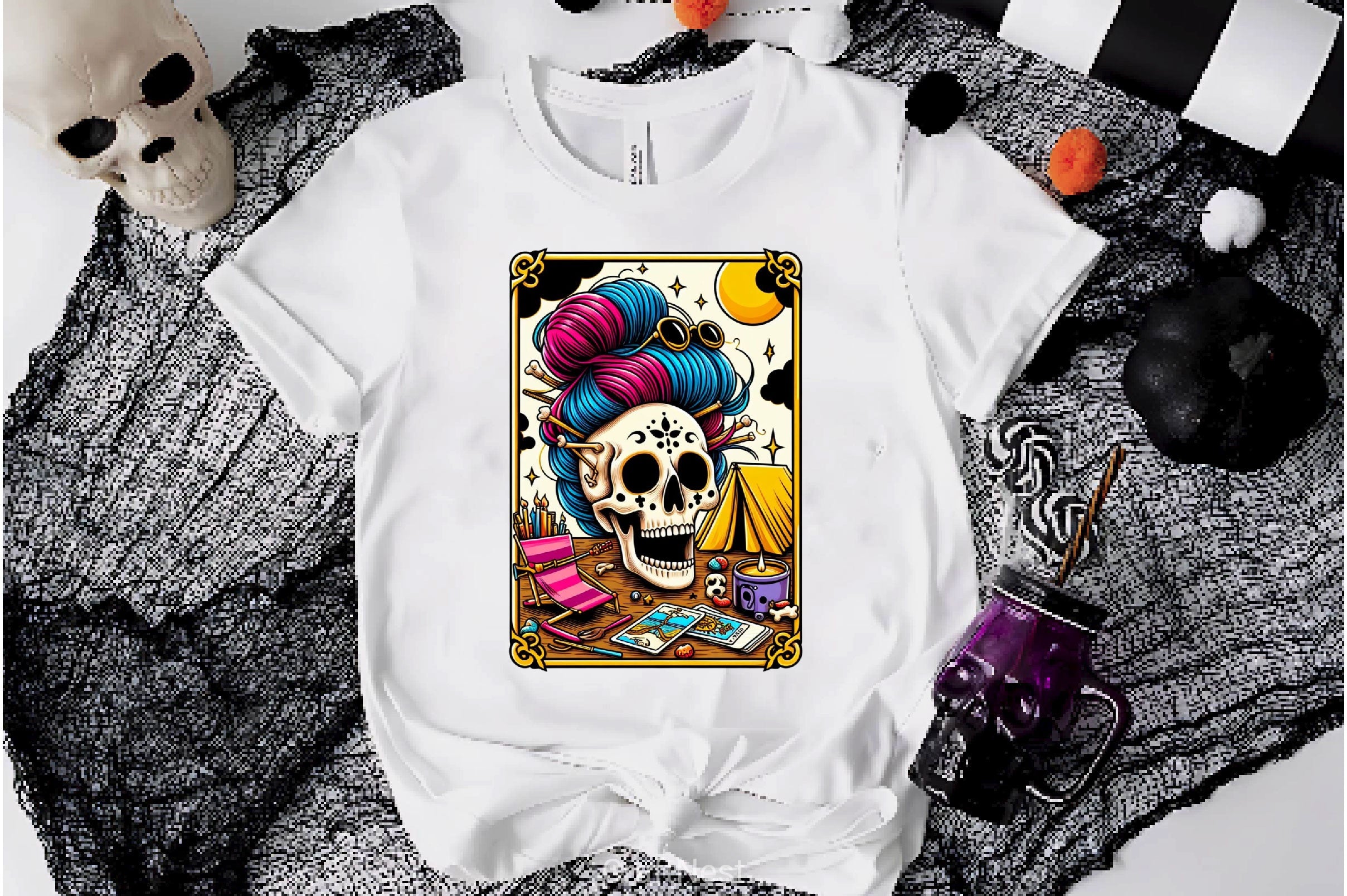 Skeleton Skull Messy Bun Mom Tarot Card Clipart Bundle - CraftNest - Digital Crafting and Art