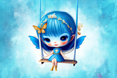 Blue Cute Fairy With Swing Clipart Bundle - CraftNest - Digital Crafting and Art