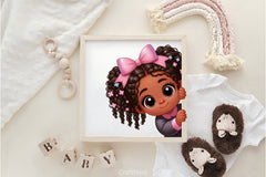 Peeking African American Little Girl Clipart Bundle 2 - CraftNest - Digital Crafting and Art