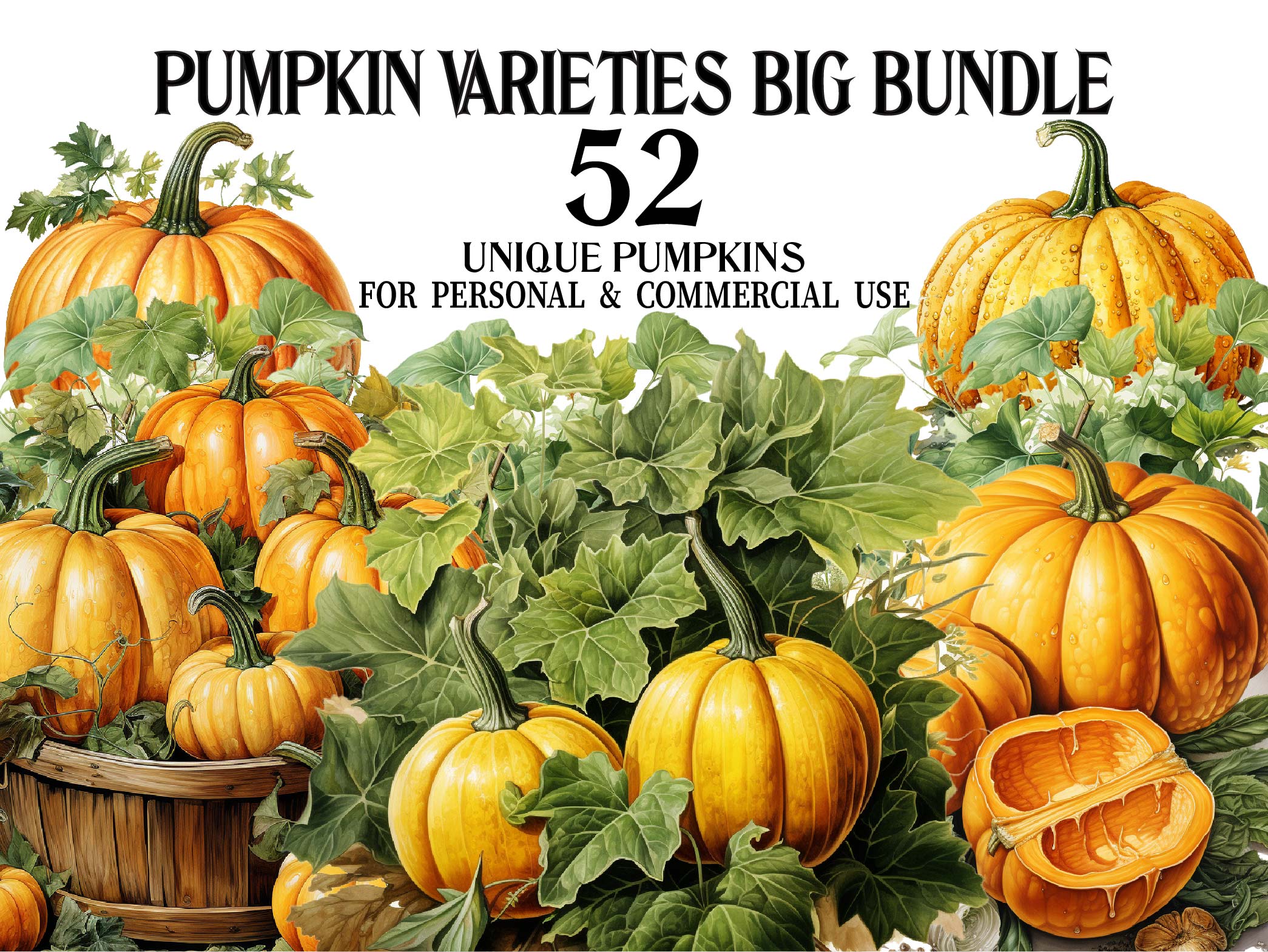 Pumpkin Varieties Clipart - CraftNest