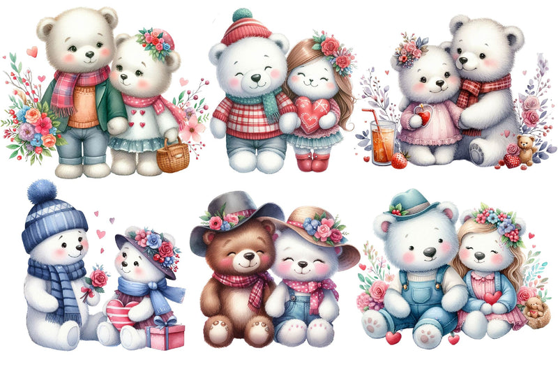 Valentines Day Couple Teddy Bear Clipart Bundle - CraftNest - Digital Crafting and Art