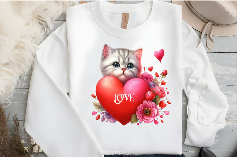 Cat Peeking Valentine Clipart Bundle - CraftNest - Digital Crafting and Art