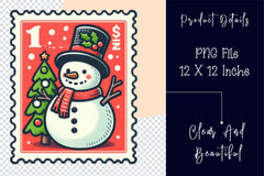 Christmas Snowman Postage Stamps Clipart Bundle 2 - CraftNest - Digital Crafting and Art