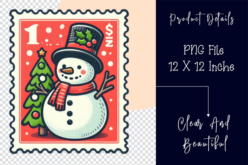 Christmas Snowman Postage Stamps Clipart Bundle 2 - CraftNest - Digital Crafting and Art