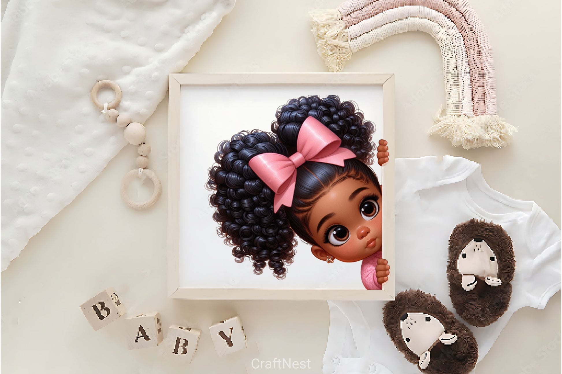 Peeking African American Little Girl Clipart Bundle 4 - CraftNest - Digital Crafting and Art