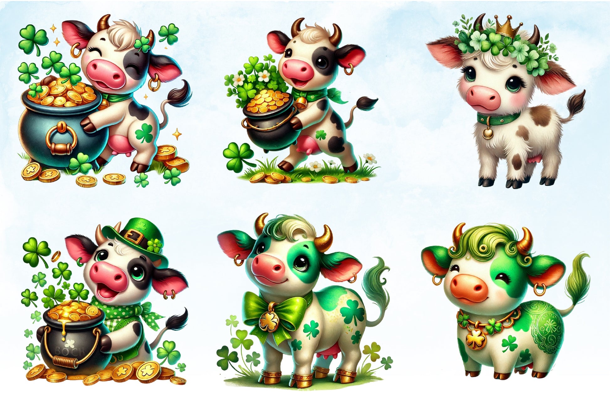 St. Patrick's Cow Clipart Bundle - CraftNest - Digital Crafting and Art