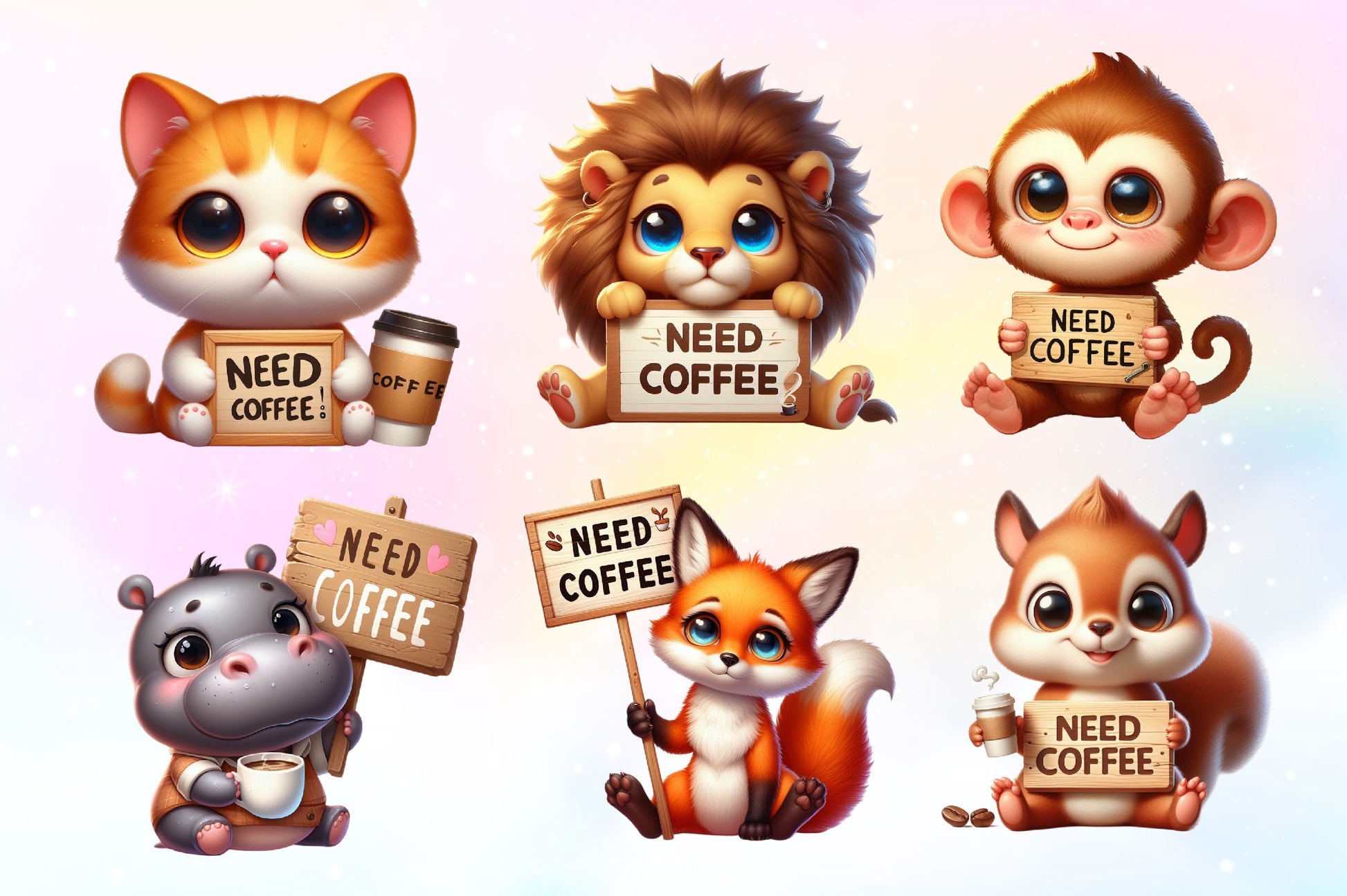 Need Coffee Animals Clipart Bundle - CraftNest - Digital Crafting and Art