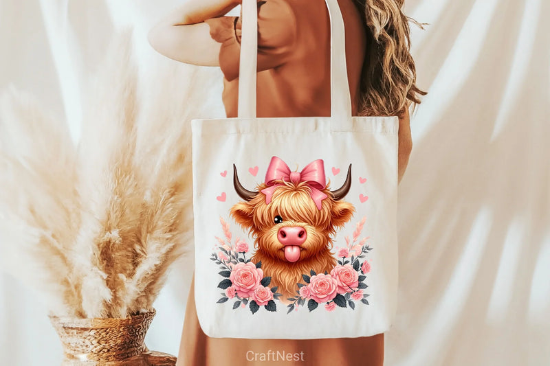 Highland Cow Valentine Clipart Bundle 2 - CraftNest - Digital Crafting and Art