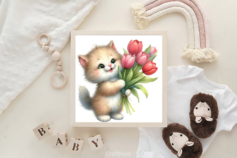Cat Flower Clipart Bundle - CraftNest - Digital Crafting and Art