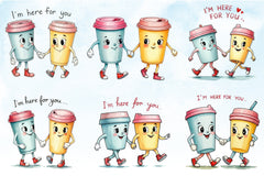 Kawaii Couple Coffee Clipart Bundle - CraftNest - Digital Crafting and Art