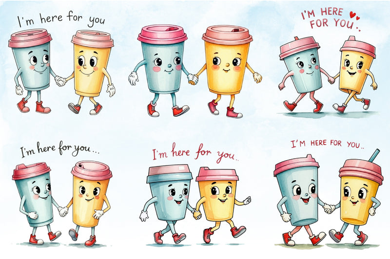 Kawaii Couple Coffee Clipart Bundle - CraftNest - Digital Crafting and Art