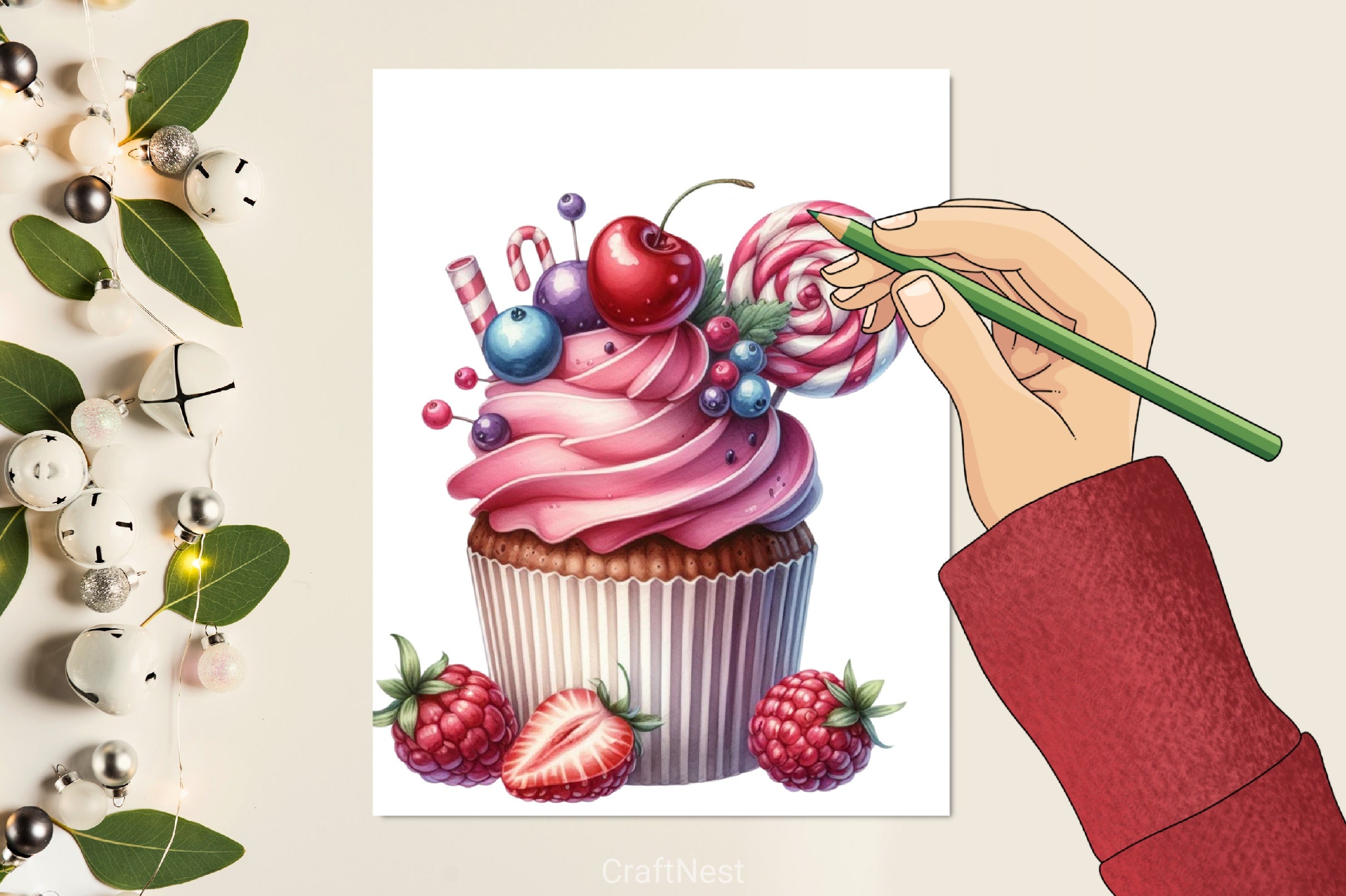 Strawberry Cupcake Clipart Bundle - CraftNest - Digital Crafting and Art