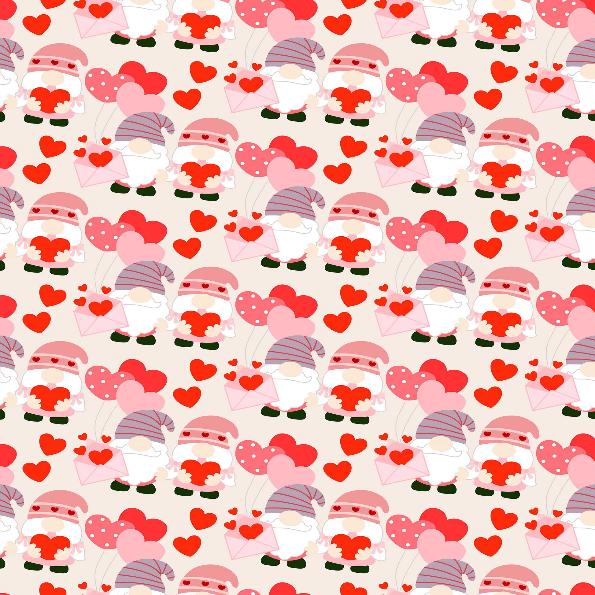 Valentines Day Gnome Seamless Digital Paper - CraftNest - Digital Crafting and Art