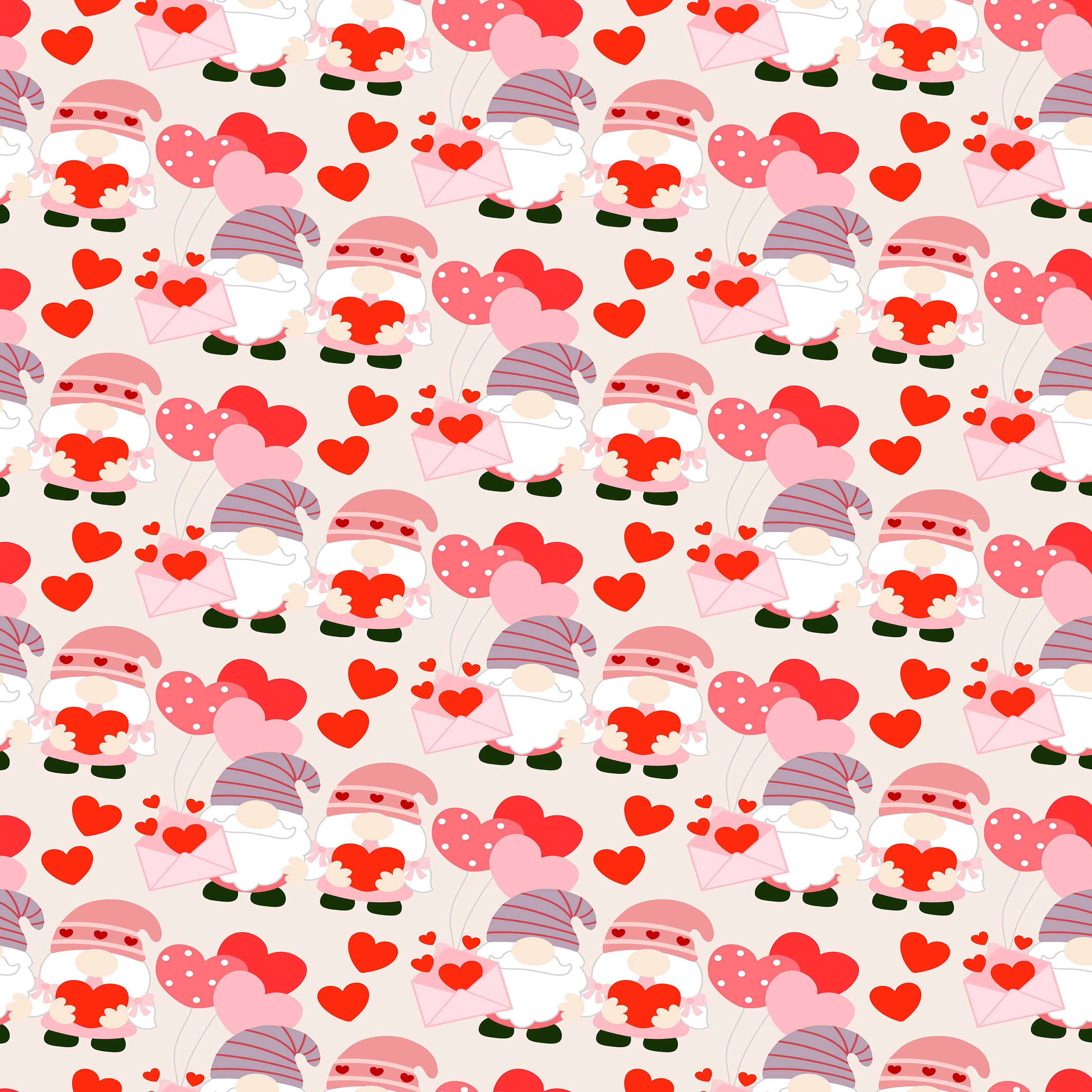 Valentines Day Gnome Seamless Digital Paper - CraftNest - Digital Crafting and Art