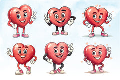 Funny Retro Heart Valentine Clipart Bundle - CraftNest - Digital Crafting and Art