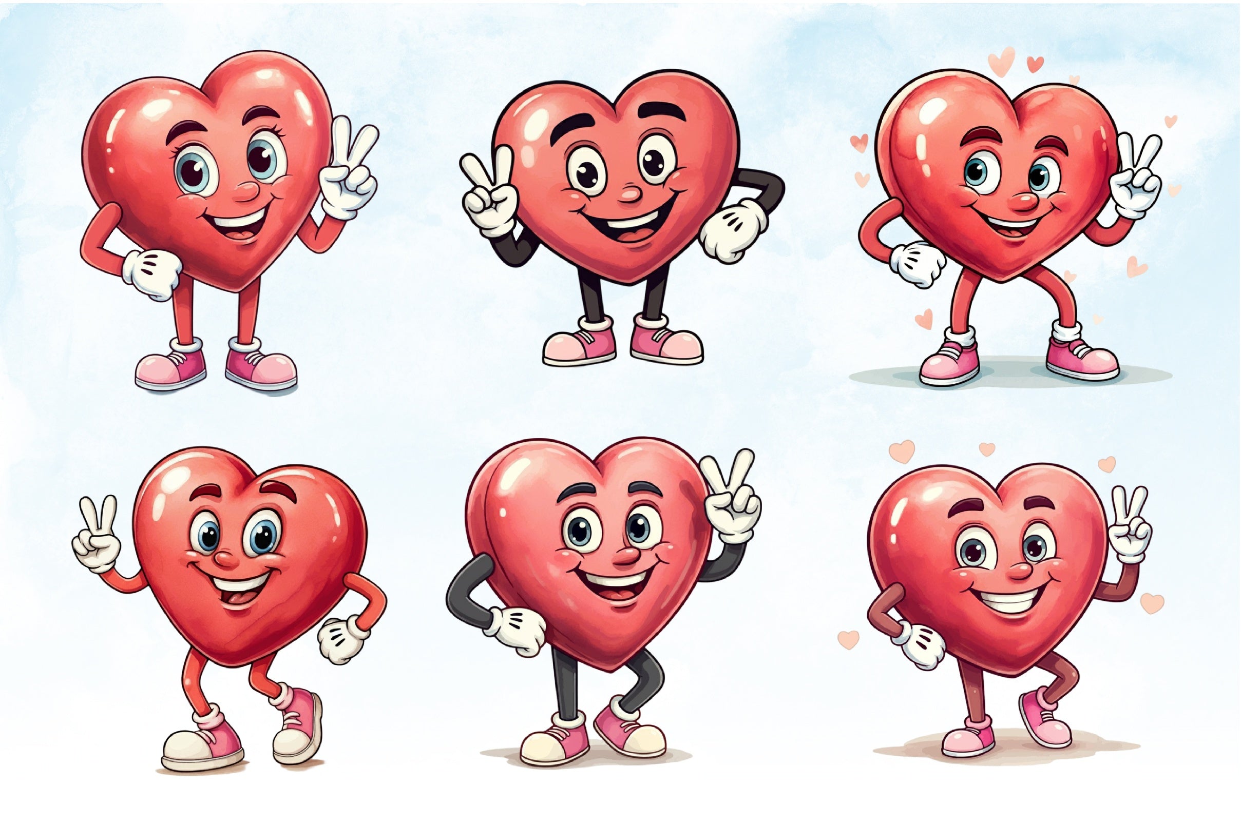 Funny Retro Heart Valentine Clipart Bundle - CraftNest - Digital Crafting and Art