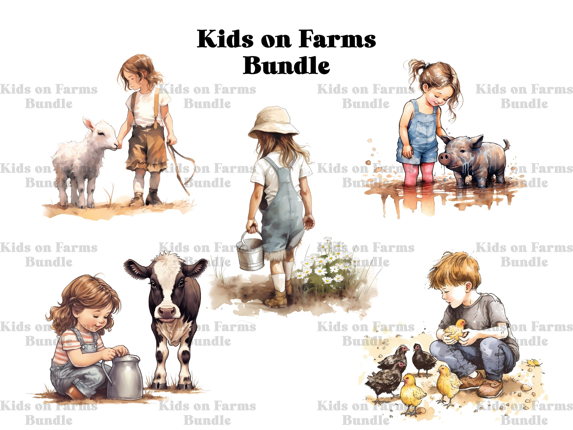 Kids On Farms Clipart - CraftNest