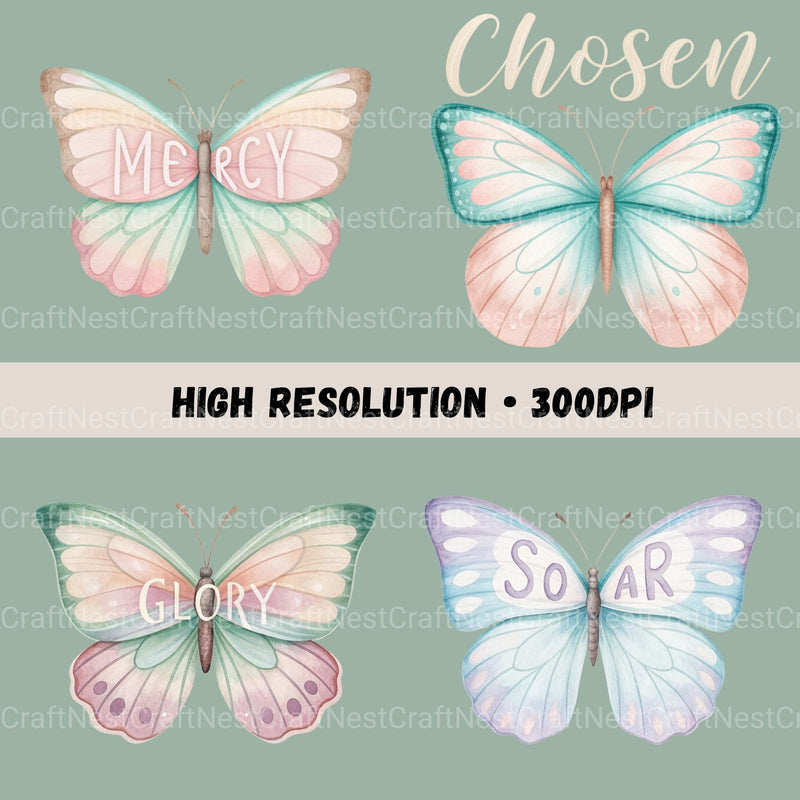 Butterfly Faith Clipart Bundle - CraftNest - Digital Crafting and Art