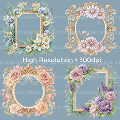 Floral Frames Clipart Bundle 3 - CraftNest - Digital Crafting and Art