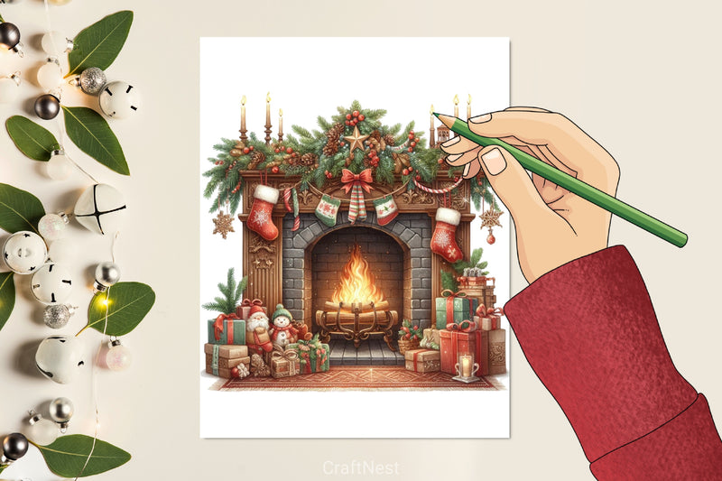 Christmas Fireplace Clipart Bundle 5 - CraftNest - Digital Crafting and Art