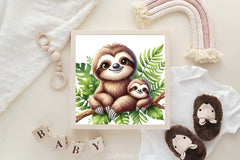 Sloth Mom & Baby Clipart Bundle - CraftNest - Digital Crafting and Art