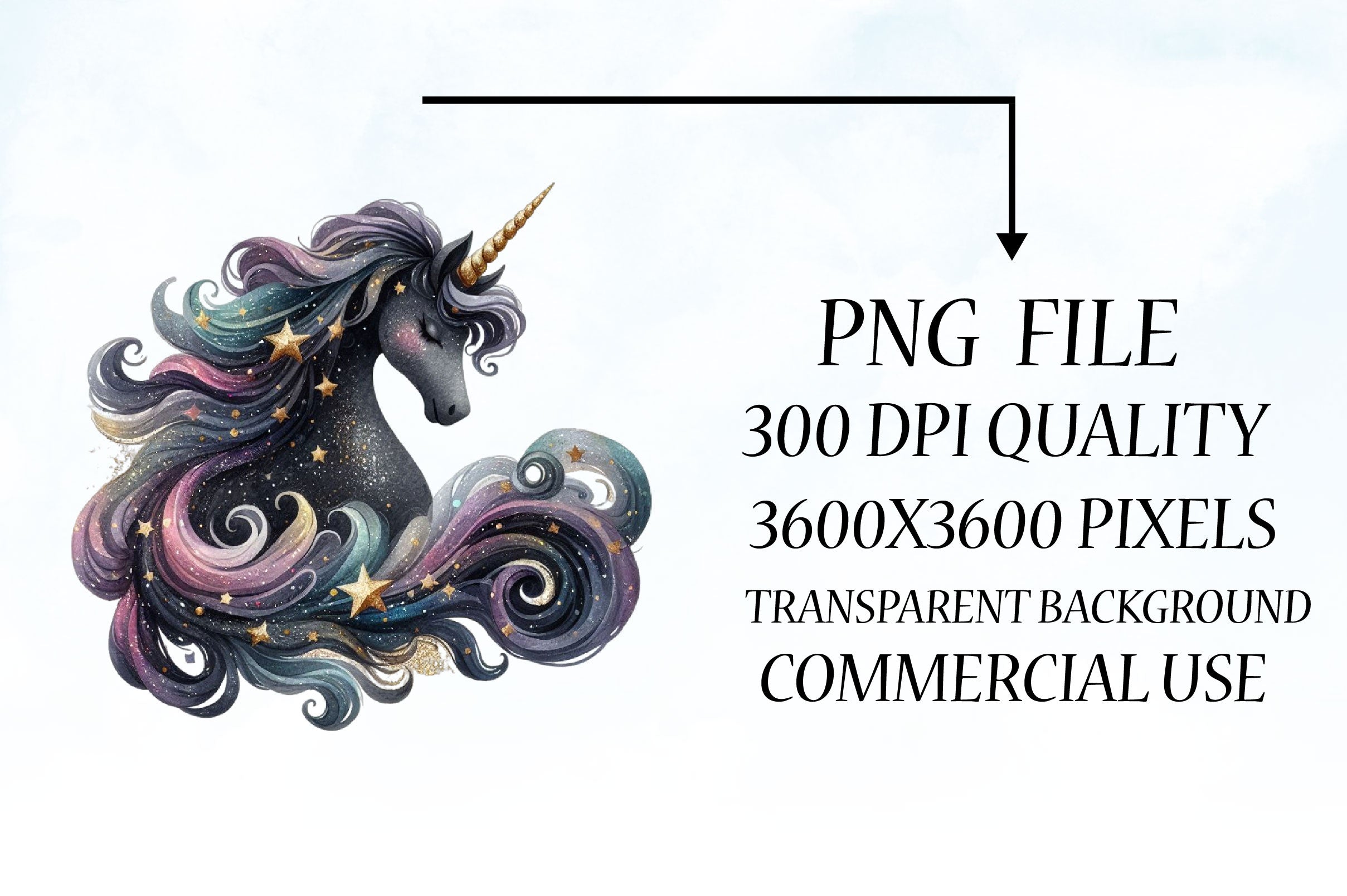Black Unicorn Clipart Bundle - CraftNest - Digital Crafting and Art