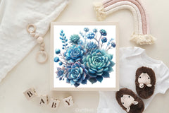 Blue Succulents Clipart Bundle - CraftNest - Digital Crafting and Art