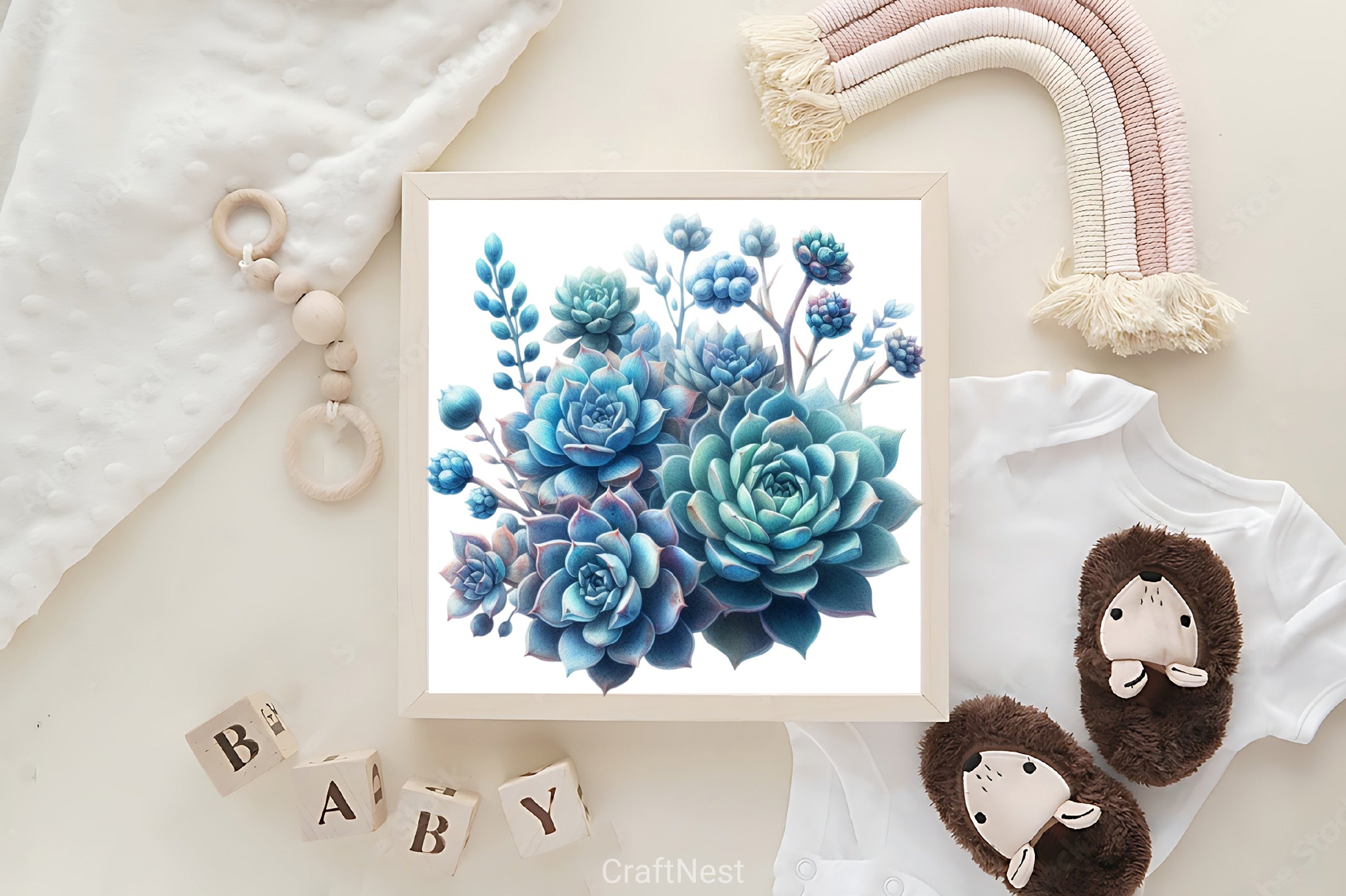 Blue Succulents Clipart Bundle - CraftNest - Digital Crafting and Art