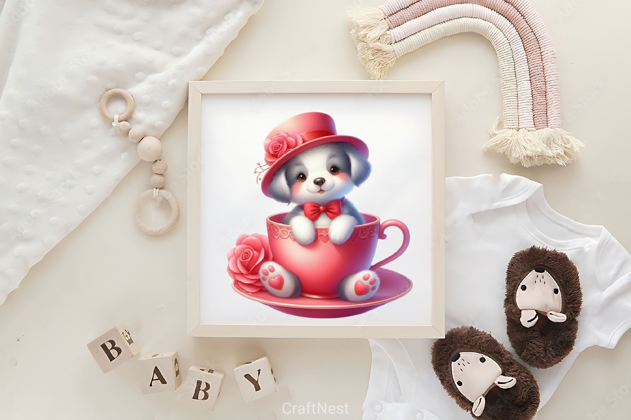 Valentine's Day Dog in Tea Cup Clipart Bundle - CraftNest - Digital Crafting and Art