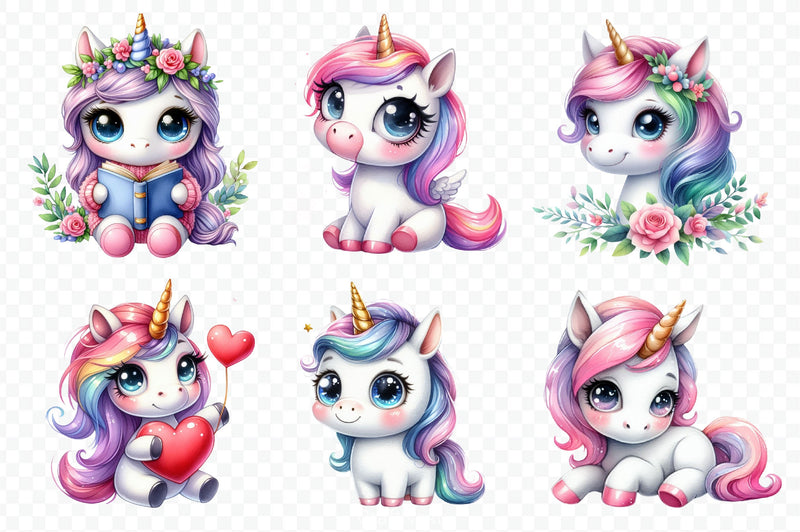 Cute Unicorn Clipart Bundle 14 - CraftNest - Digital Crafting and Art