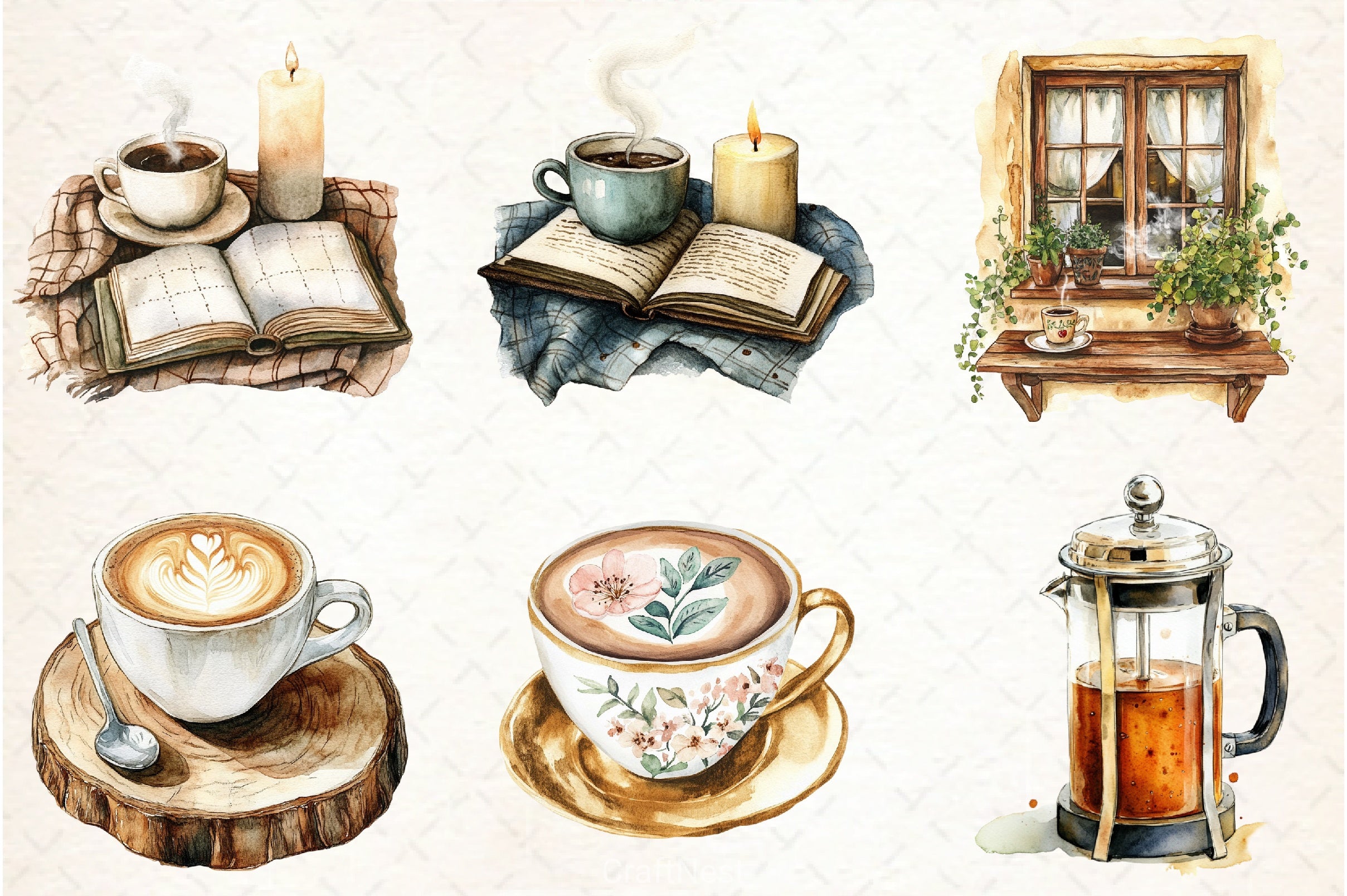 Boho Cafe Core Coffee Clipart Bundle - CraftNest - Digital Crafting and Art