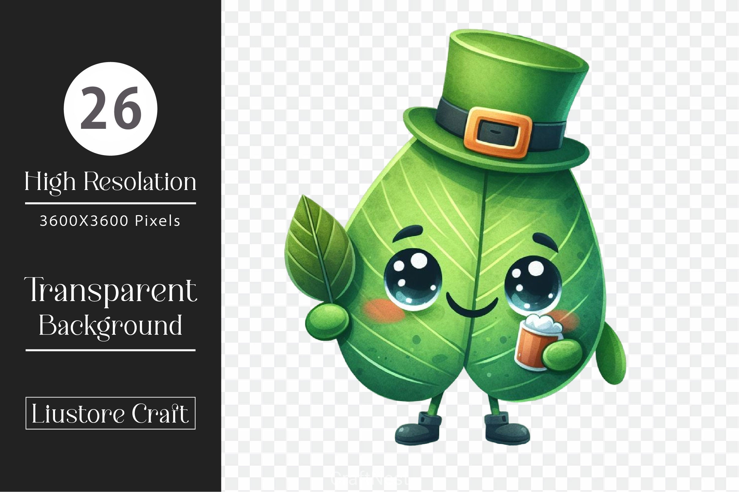 St Patricks Kawaii Shamrocks Clipart Bundle - CraftNest - Digital Crafting and Art