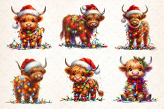 Cute Christmas Highland Cow Clipart Bundle 2 - CraftNest - Digital Crafting and Art
