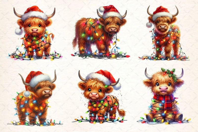 Cute Christmas Highland Cow Clipart Bundle 2 - CraftNest - Digital Crafting and Art