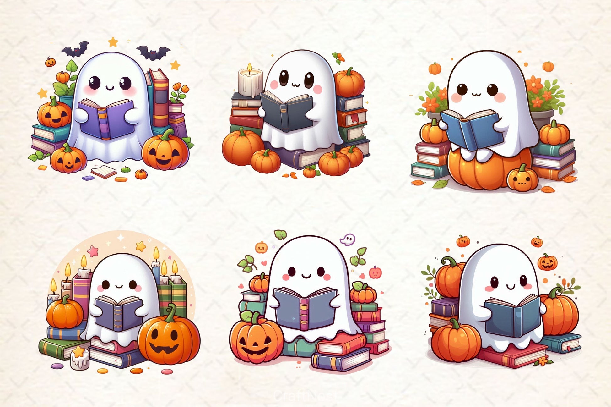 Ghost Reading Book Clipart Bundle 3 - CraftNest - Digital Crafting and Art