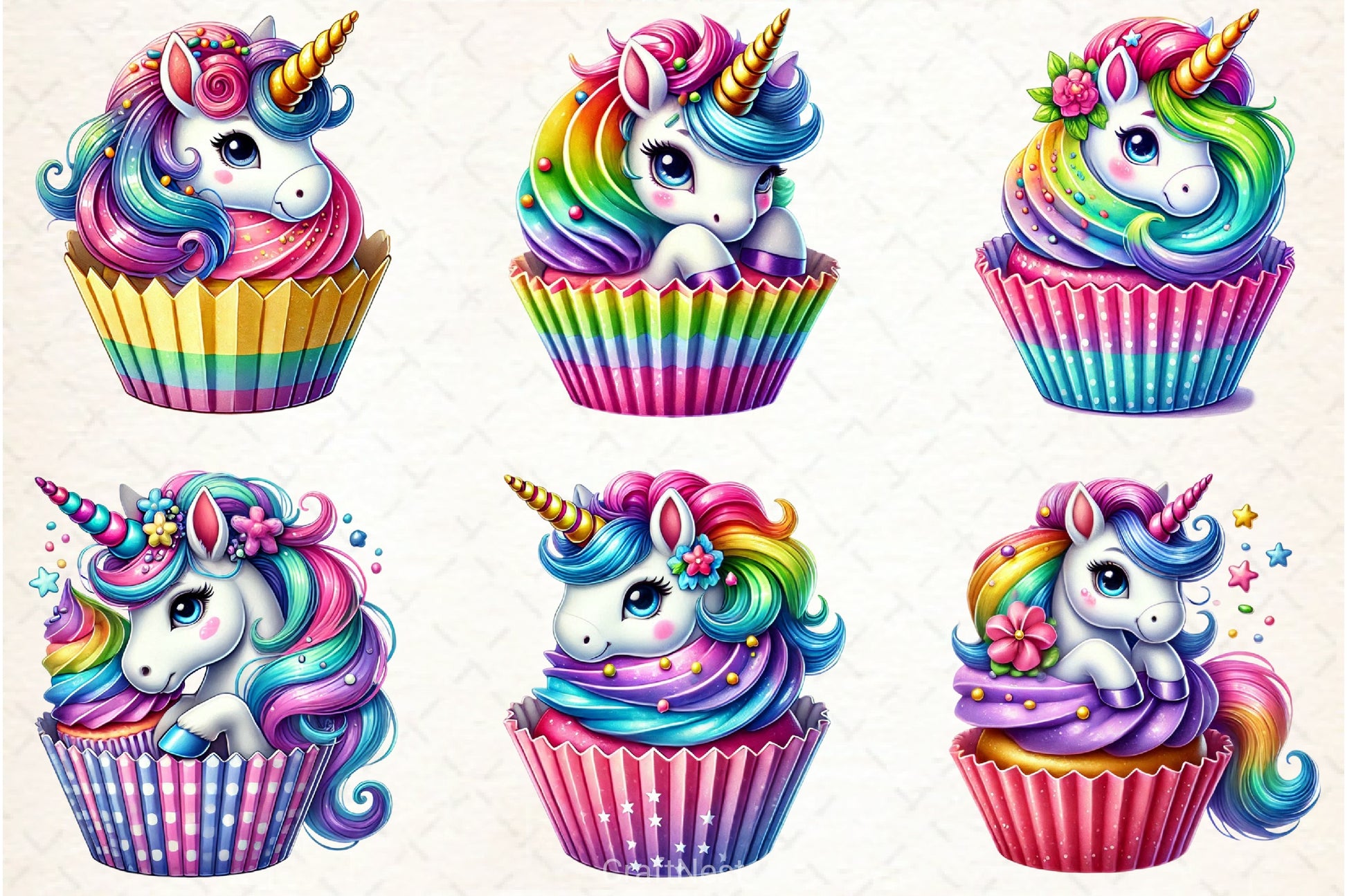 Unicorn Cupcake Clipart Bundle - CraftNest - Digital Crafting and Art