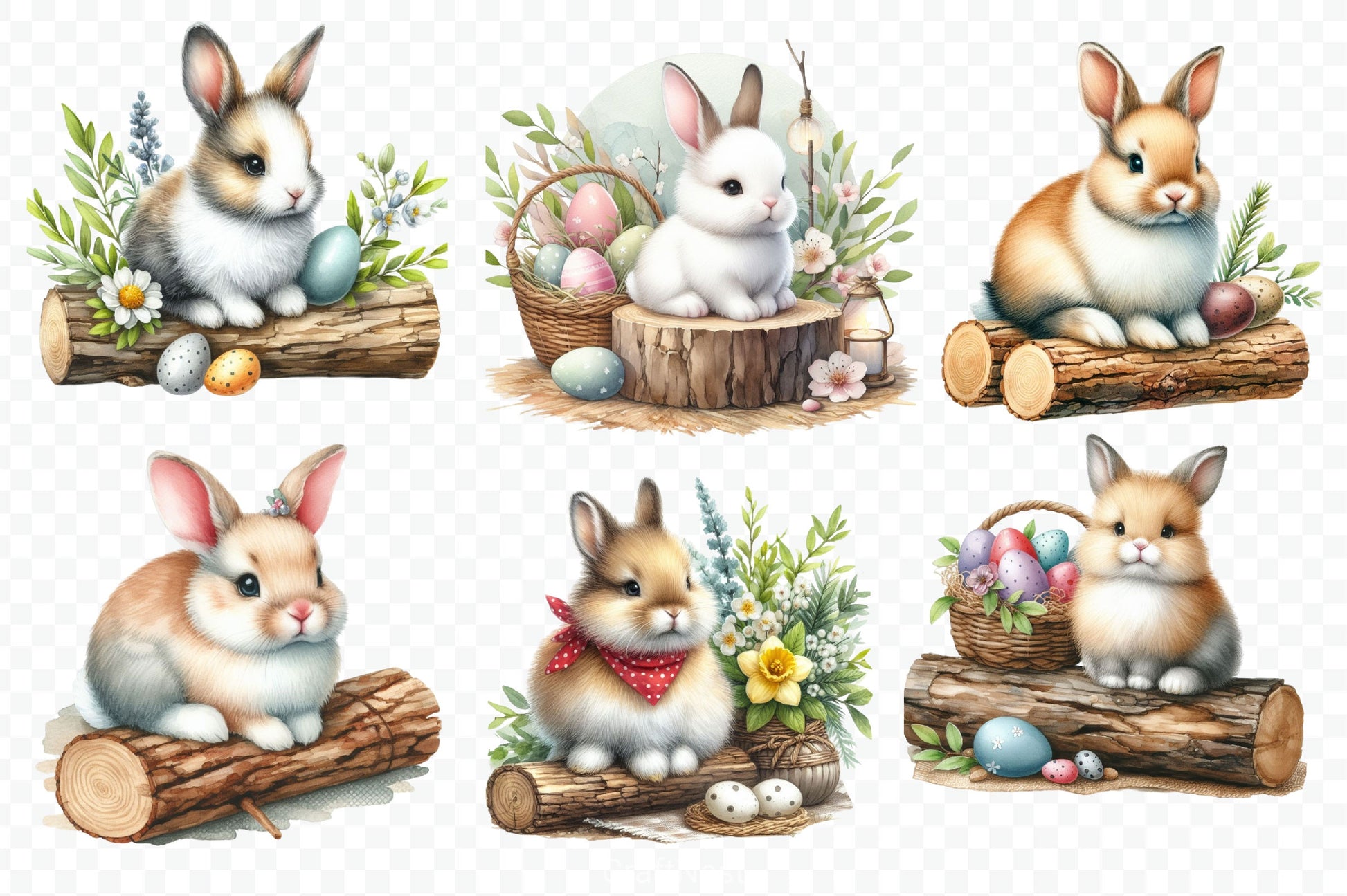 Cute Easter Bunny Clipart Bundle 6 - CraftNest - Digital Crafting and Art