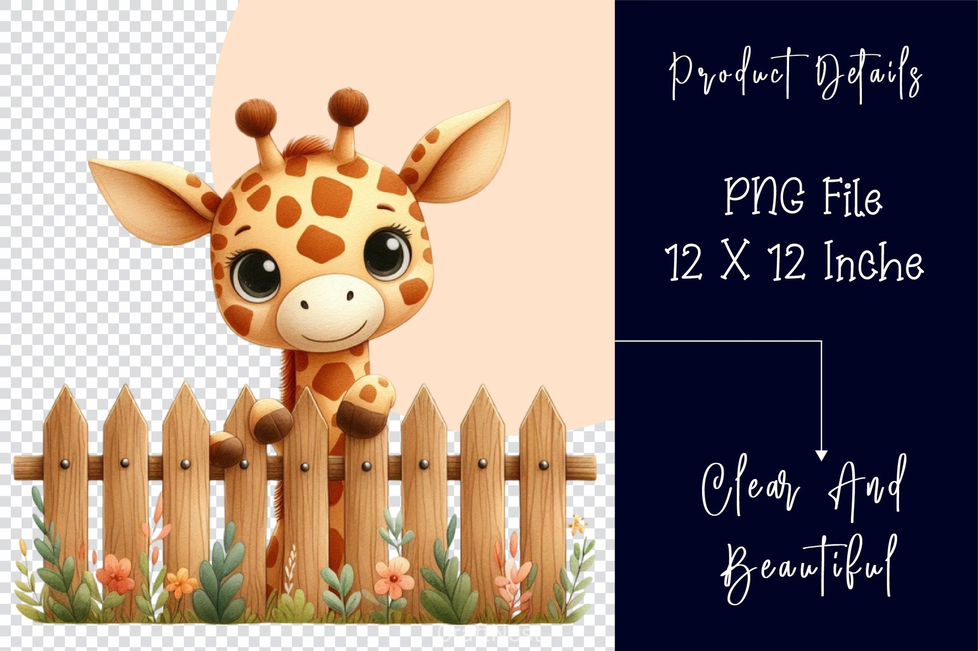 Giraffe Peeking Fence Clipart Bundle 4 - CraftNest - Digital Crafting and Art