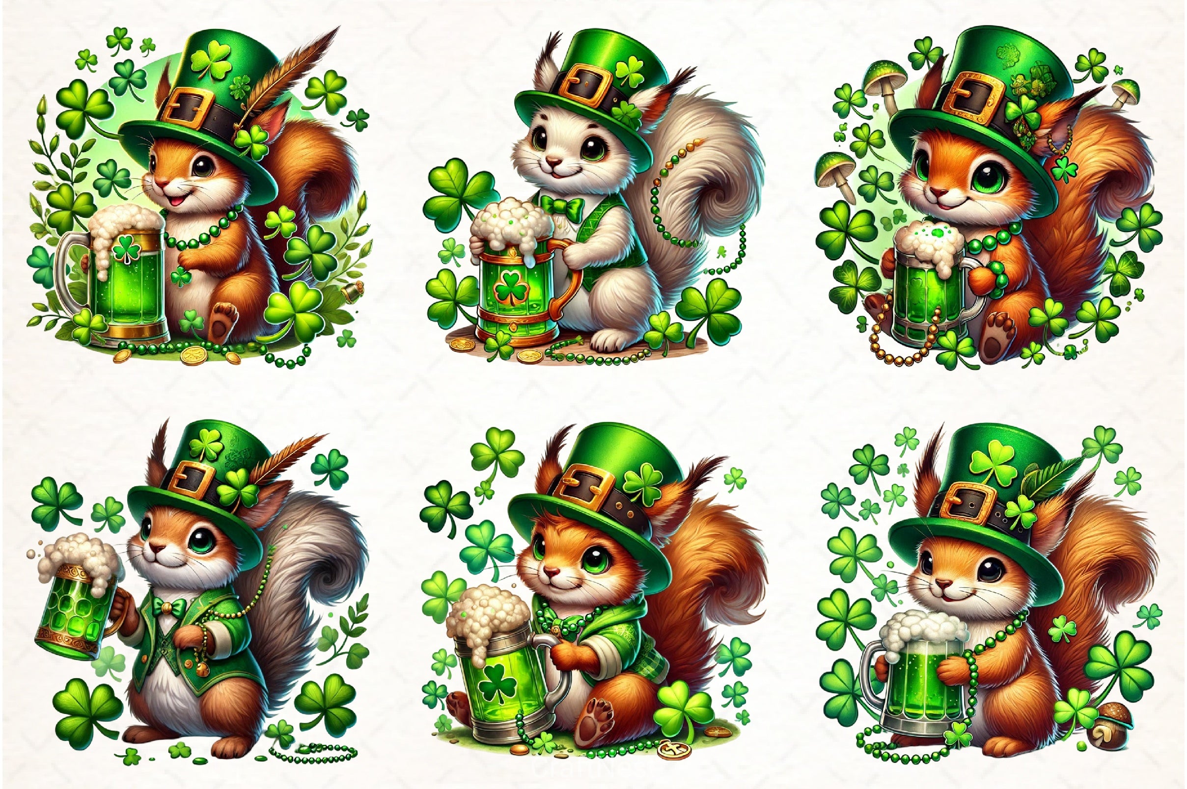 Cute Squirrel St. Patrick's Day Clipart Bundle - CraftNest - Digital Crafting and Art