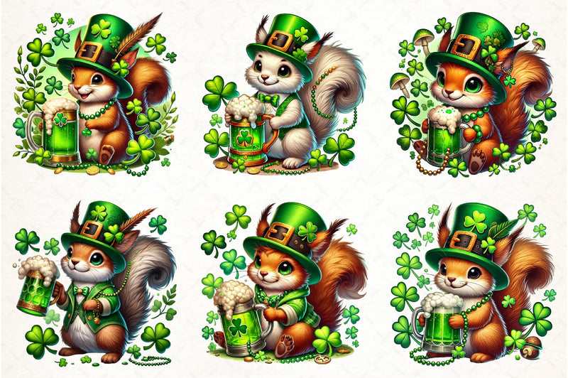 Cute Squirrel St. Patrick's Day Clipart Bundle - CraftNest - Digital Crafting and Art
