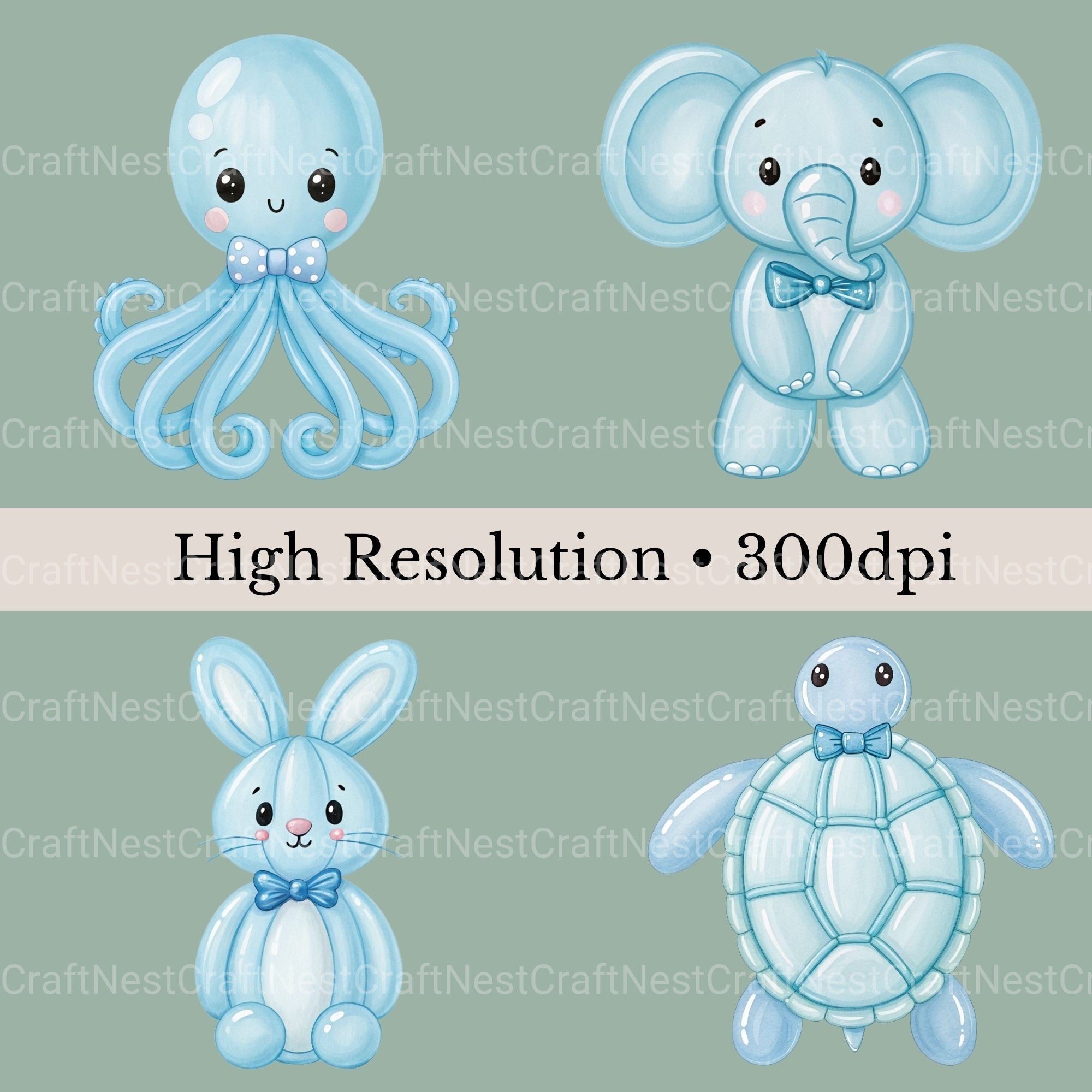 Balloon Animals Blue Clipart Bundle - CraftNest - Digital Crafting and Art