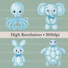 Balloon Animals Blue Clipart Bundle - CraftNest - Digital Crafting and Art
