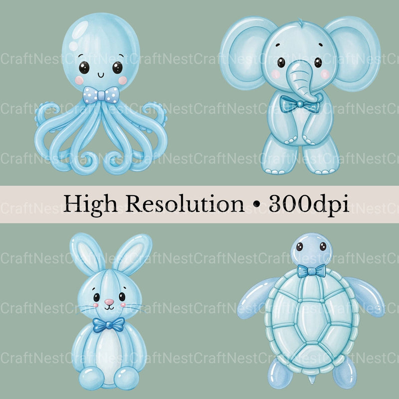 Balloon Animals Blue Clipart Bundle - CraftNest - Digital Crafting and Art