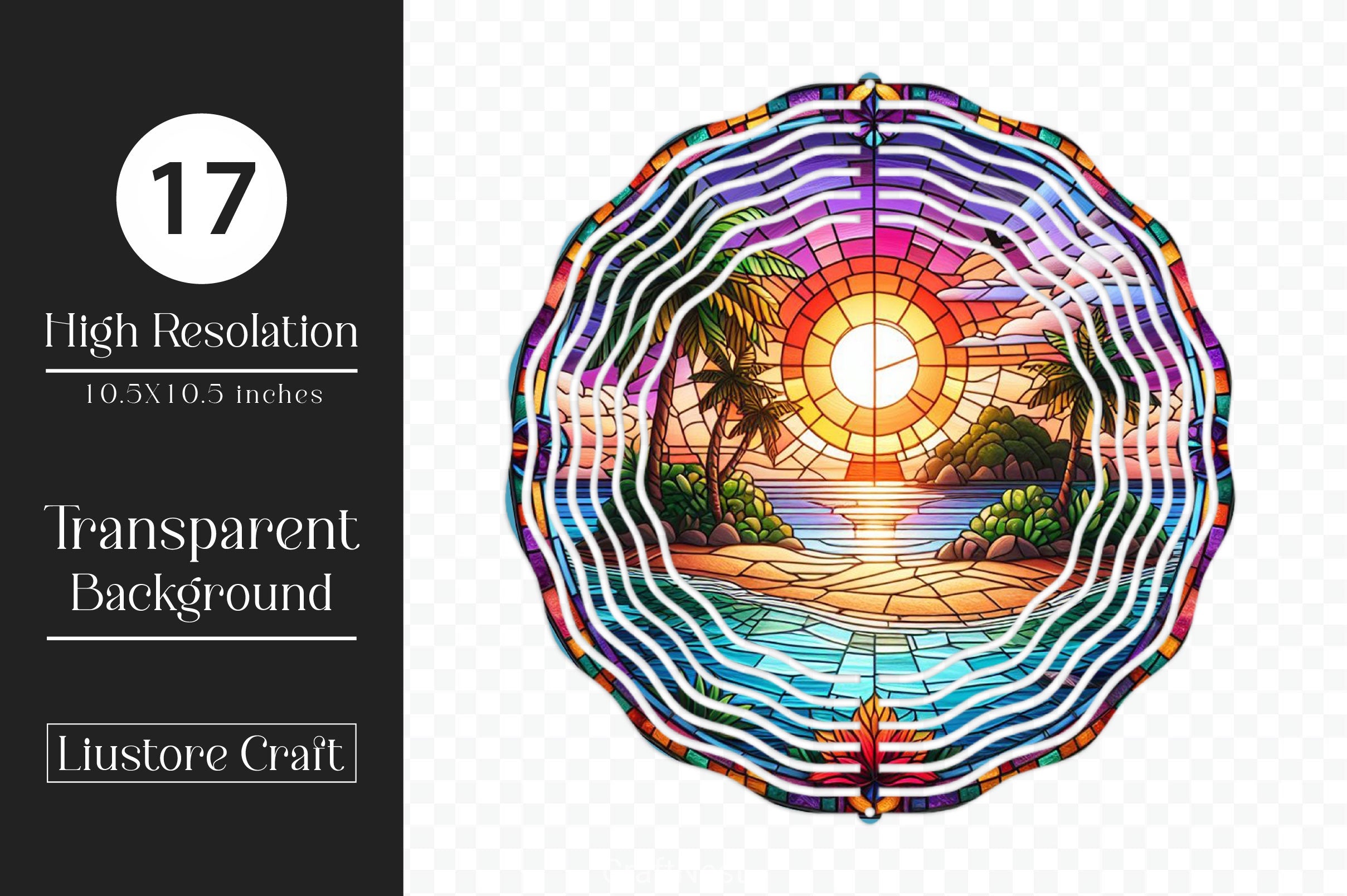 Stained Glass Beach Sunset Clipart Bundle - CraftNest - Digital Crafting and Art